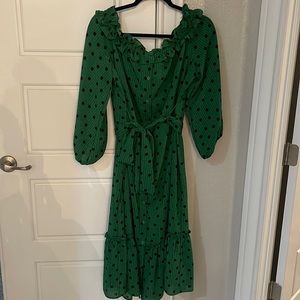 Green midi dress - off the shoulder